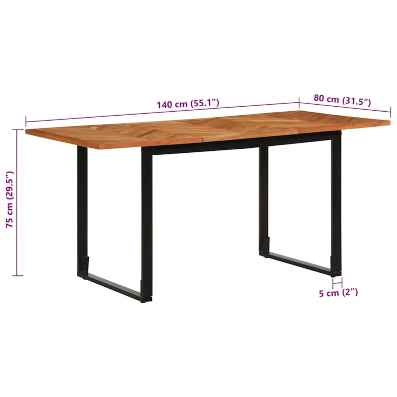 Valgomojo stalas, 160x80x75cm, akacijos medienos masyvas