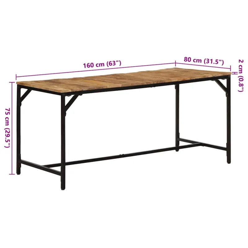 Valgomojo stalas, 160x80x75cm, mango medienos masyvas