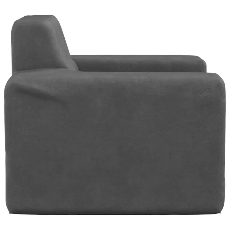 Vaikiška sofa, antracito spalvos, minkštas pliušas