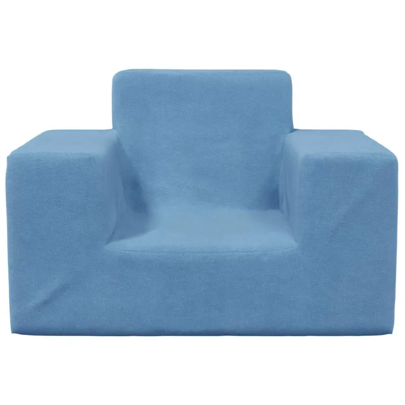 Vaikiška sofa, mėlynos spalvos, minkštas pliušas