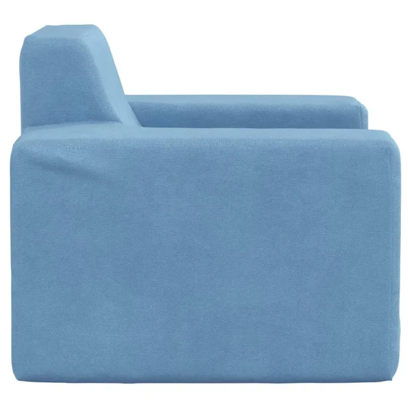 Vaikiška sofa, mėlynos spalvos, minkštas pliušas