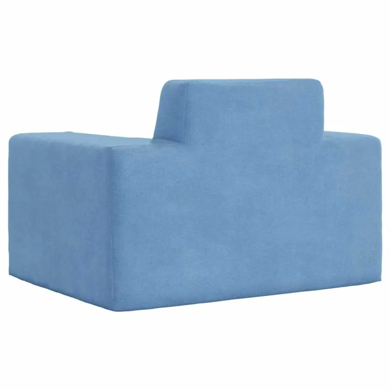 Vaikiška sofa, mėlynos spalvos, minkštas pliušas