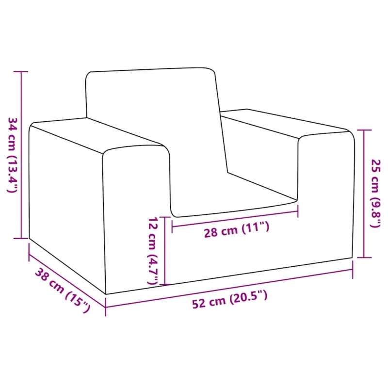 Vaikiška sofa, mėlynos spalvos, minkštas pliušas