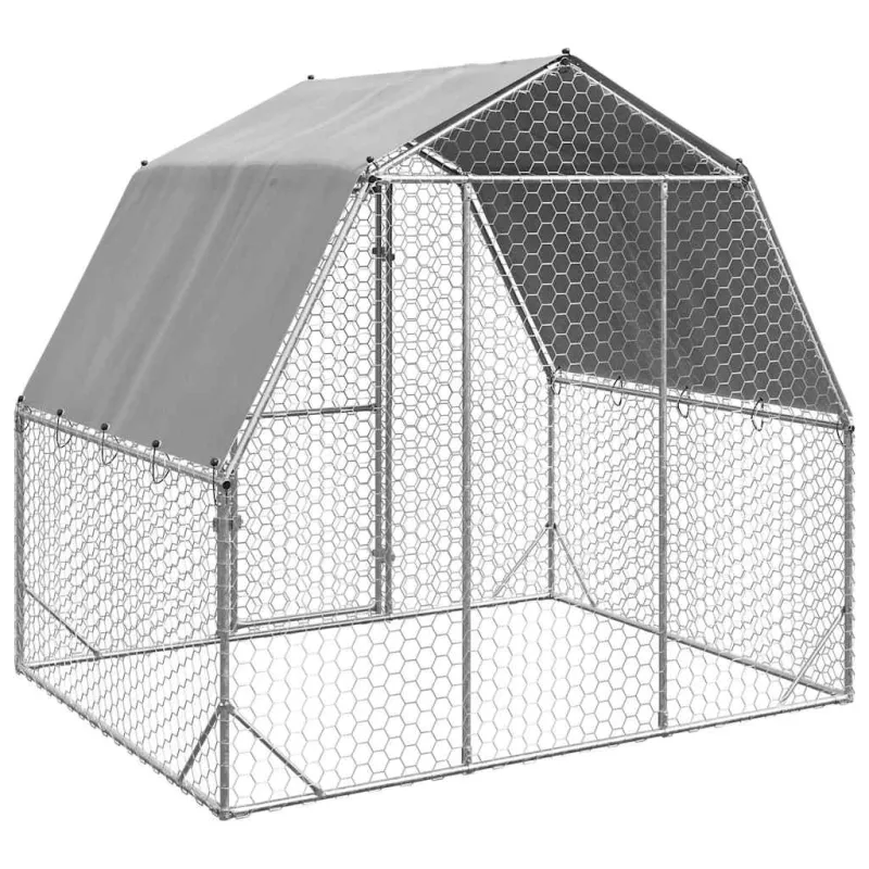 Vištienos bėgimas su stogu, 2,5x2x2,25m, galvanizuotas plienas