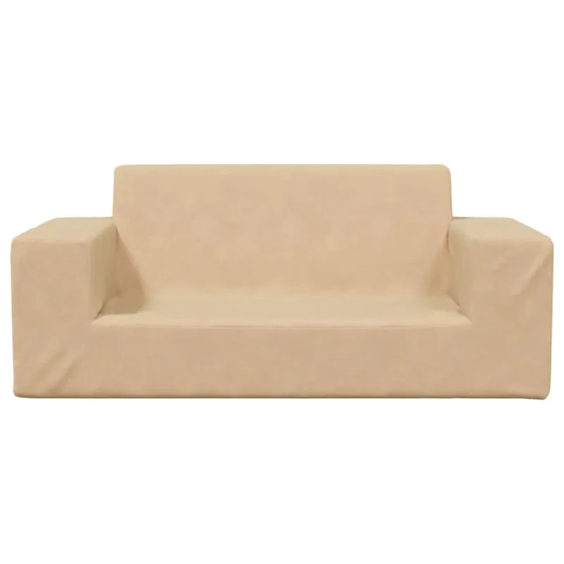 Dvivietė vaikiška sofa, kreminės spalvos, minkštas pliušas