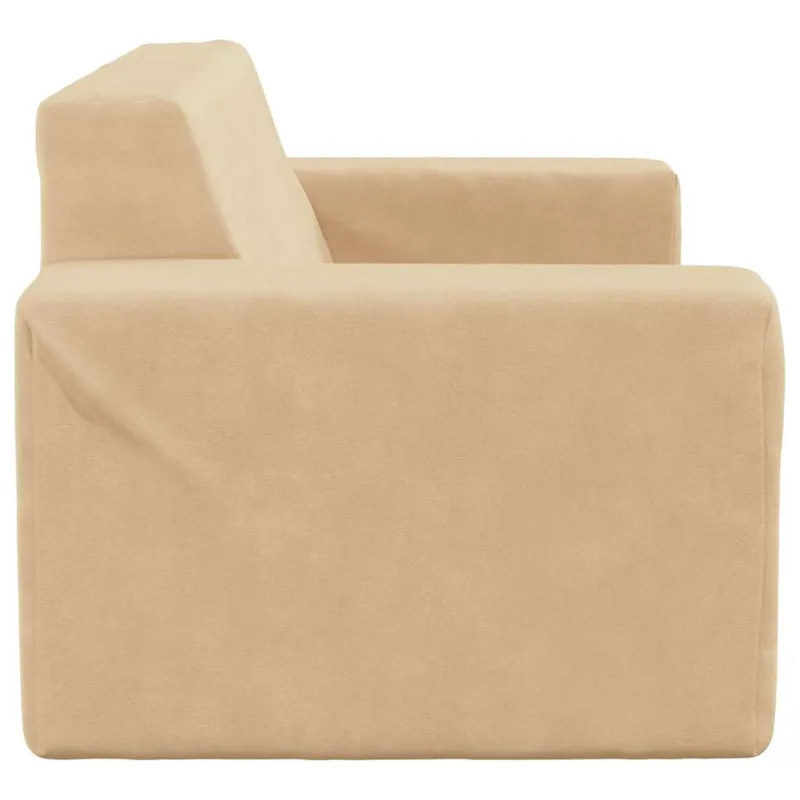 Dvivietė vaikiška sofa, kreminės spalvos, minkštas pliušas