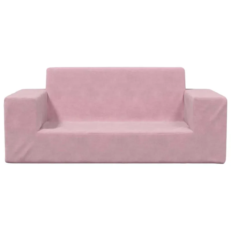 Dvivietė vaikiška sofa, rožinės spalvos, minkštas pliušas