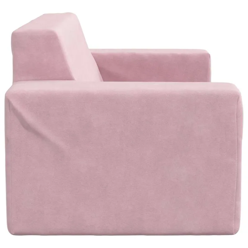 Dvivietė vaikiška sofa, rožinės spalvos, minkštas pliušas