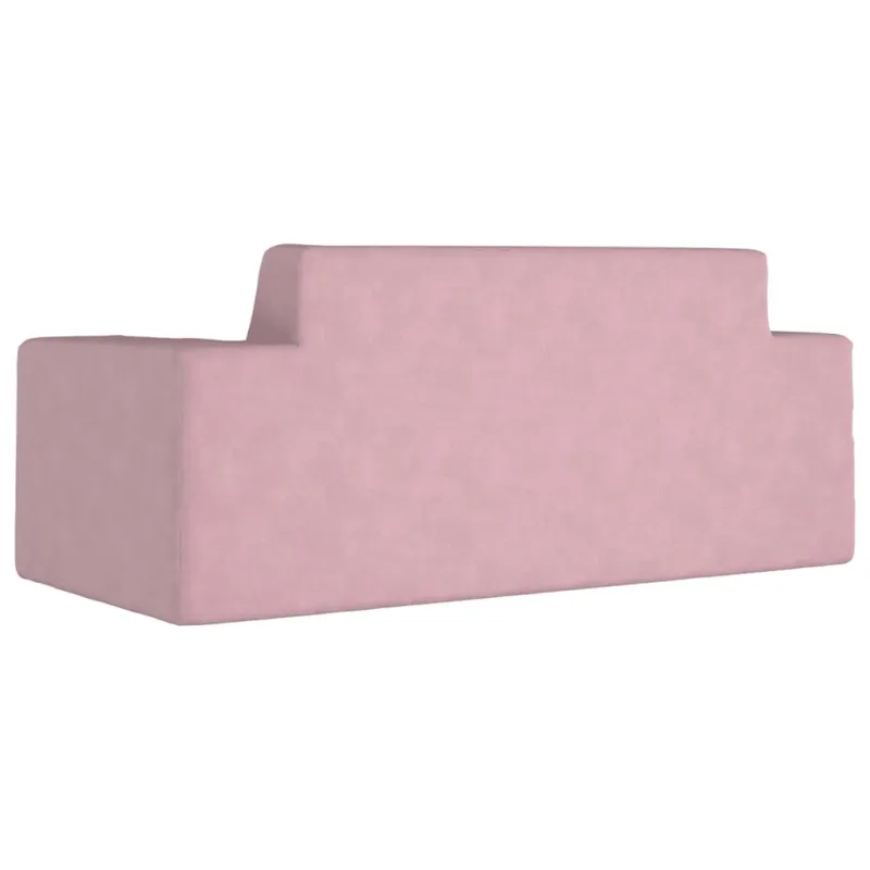 Dvivietė vaikiška sofa, rožinės spalvos, minkštas pliušas