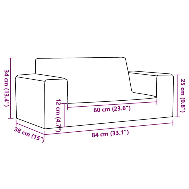 Dvivietė vaikiška sofa, rožinės spalvos, minkštas pliušas