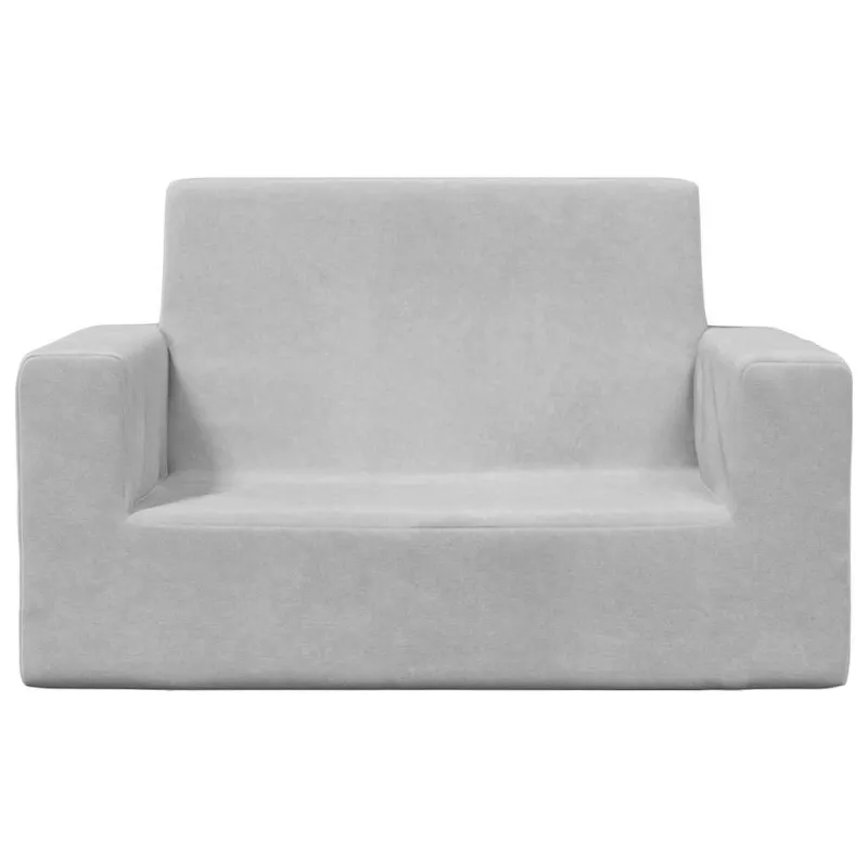 Dvivietė vaikiška sofa, šviesiai pilka, minkštas pliušas