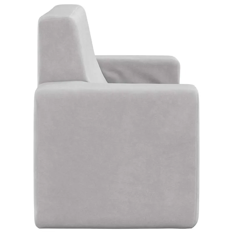 Dvivietė vaikiška sofa, šviesiai pilka, minkštas pliušas