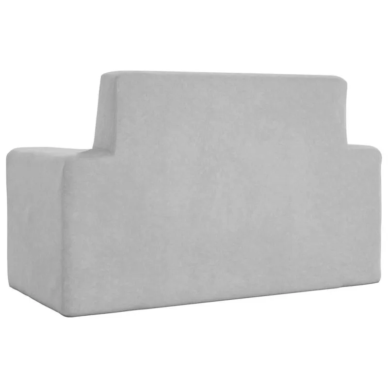 Dvivietė vaikiška sofa, šviesiai pilka, minkštas pliušas