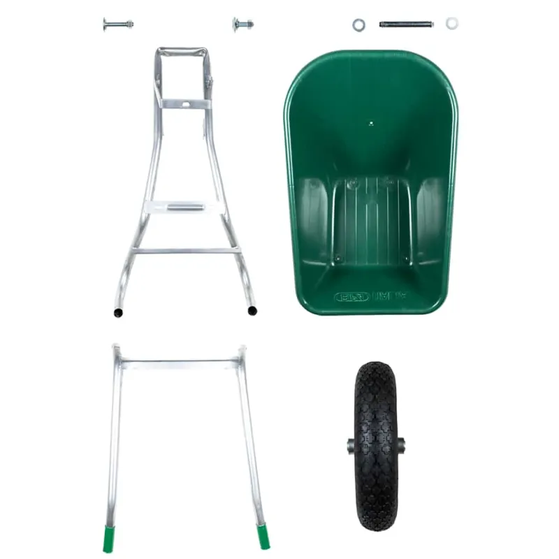Wheelbarrow Green 90 L 150 kg Cinkuotas plienas ir plastikas