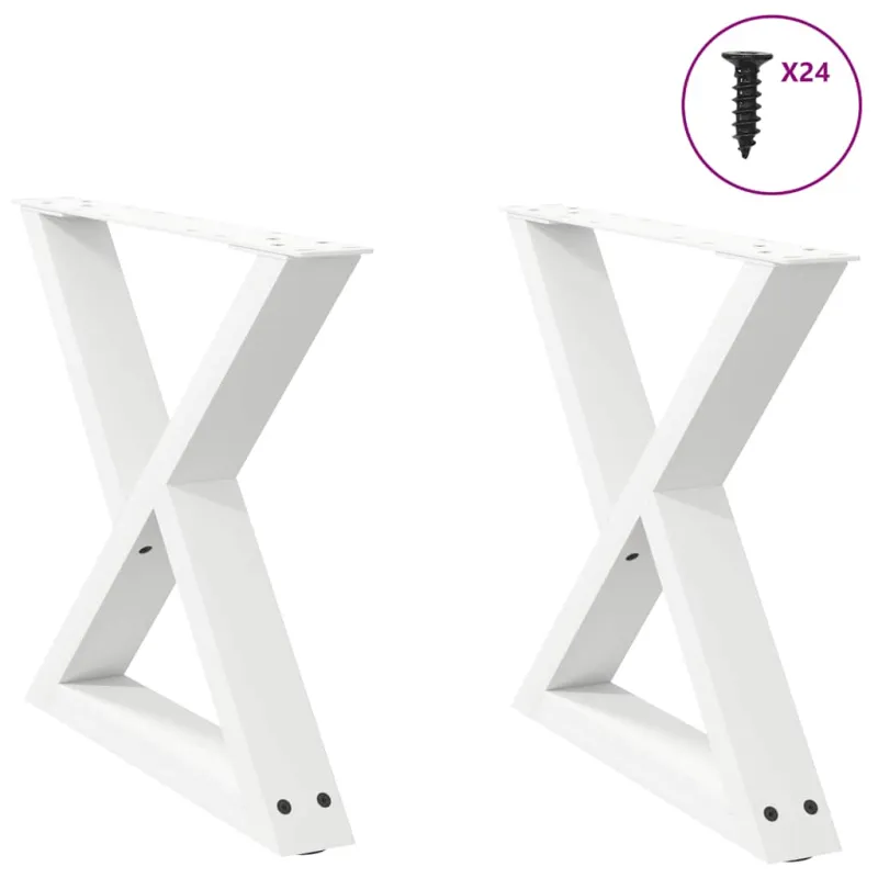 Kavos staliuko kojelės, 2 vnt., baltos, 50x(42-43,3) cm, plienas
