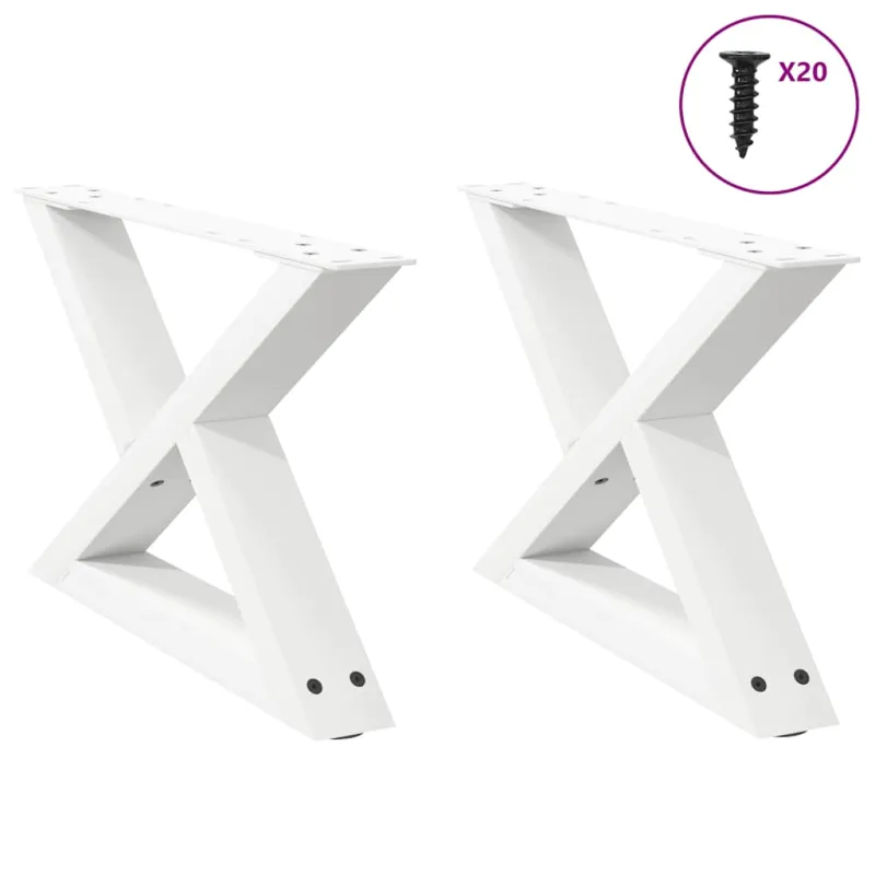 Kavos staliuko kojelės, 2 vnt., baltos, 60x(30-31,3) cm, plienas