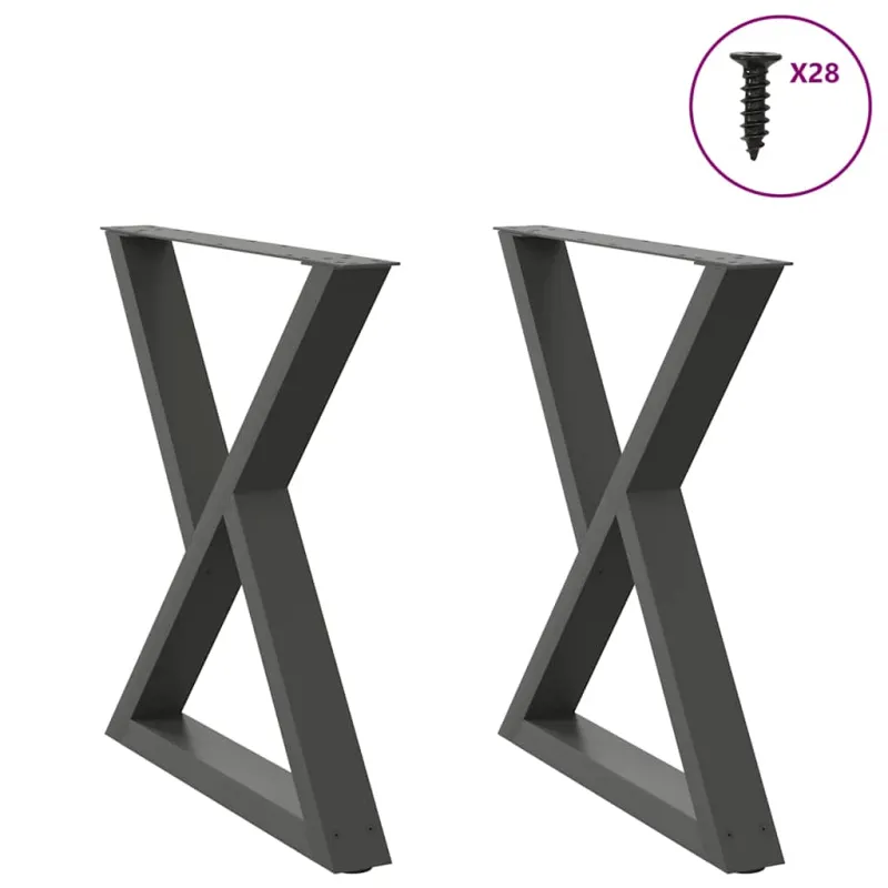 Valgomojo stalo kojos, 2 vnt., antracito spalvos, 70x(72-73,3) cm, plienas
