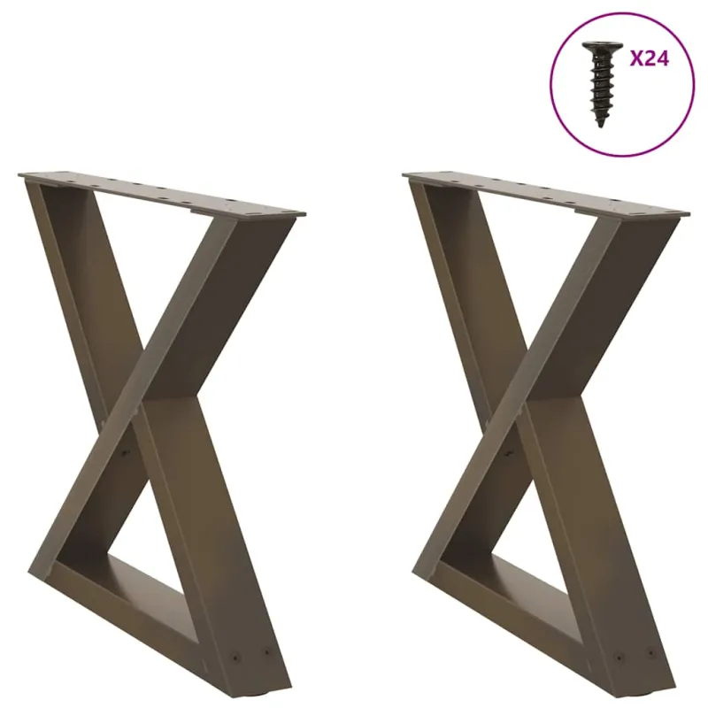 Kavos staliuko kojelės, 2 vnt., natūralus plienas, 50x(42-43,3) cm, plienas