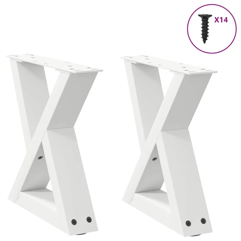 Kavos staliuko kojelės, 2 vnt., baltos, 30x(30-31,3) cm, plienas