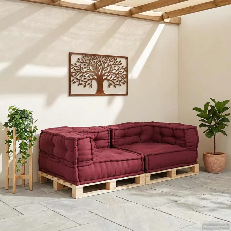 Dvivietė modulinė sofa, kaštoninės spalvos, 140x70x36, audinys