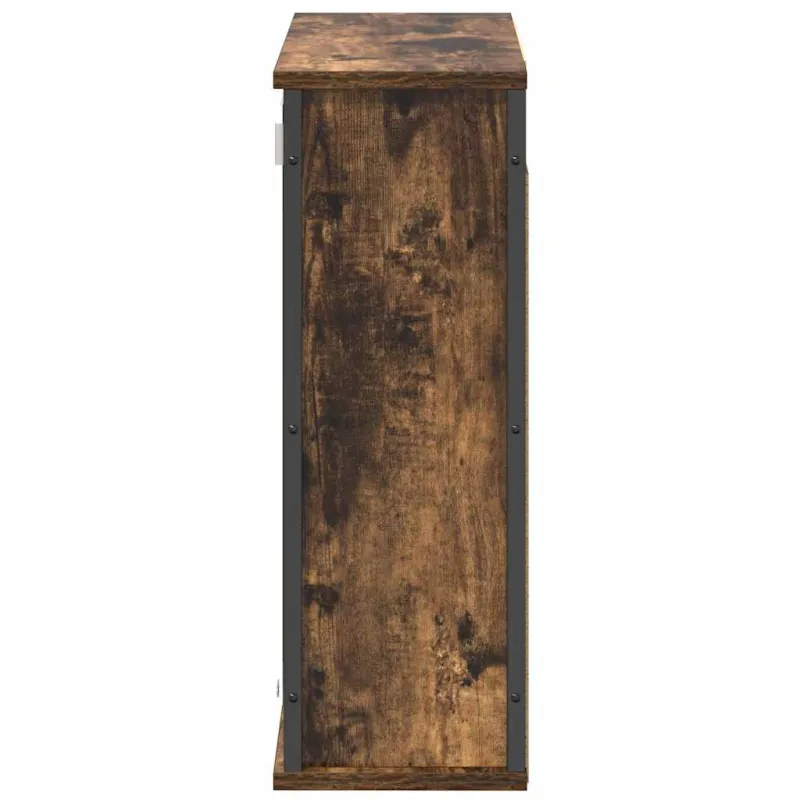 sieninė vonios spintelė su veidrodžiu rūkyto ąžuolo 60x21x60 cm