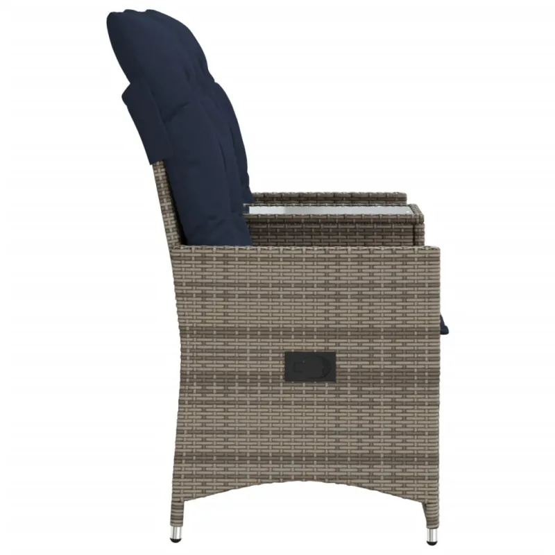 Atlošiama sodo sofa, 2 vietų, su staliuku, pilka, polirotangas