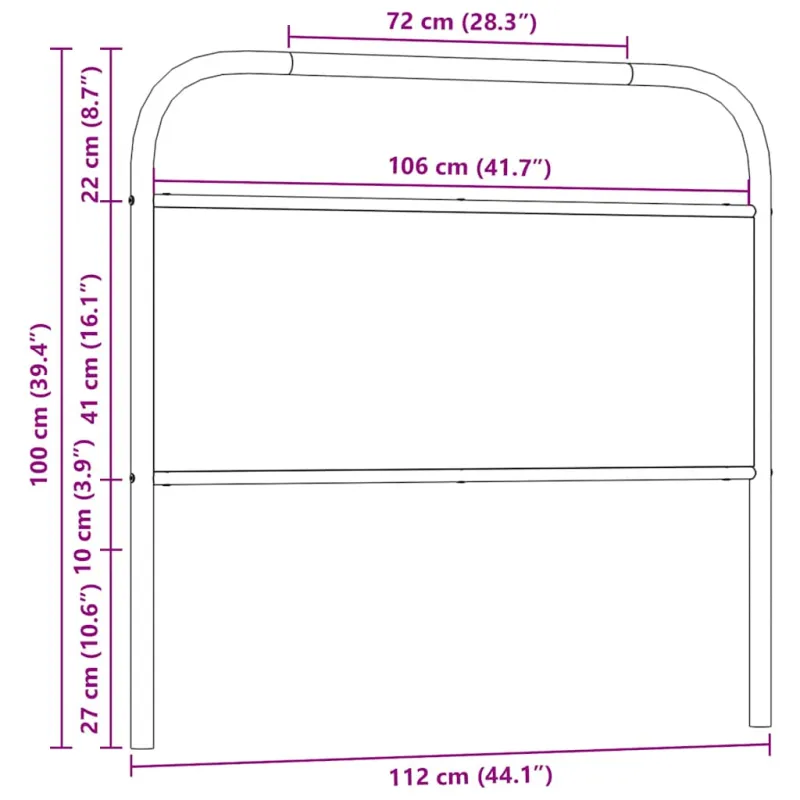 Pakaitinis galvūgalis, ąžuolo spalvos, 107 cm, plienas ir mediena