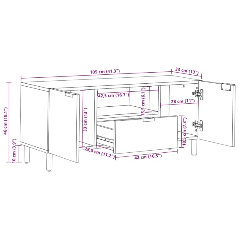 televizoriaus spintelė juoda 105x33x46 cm Engineered Wood