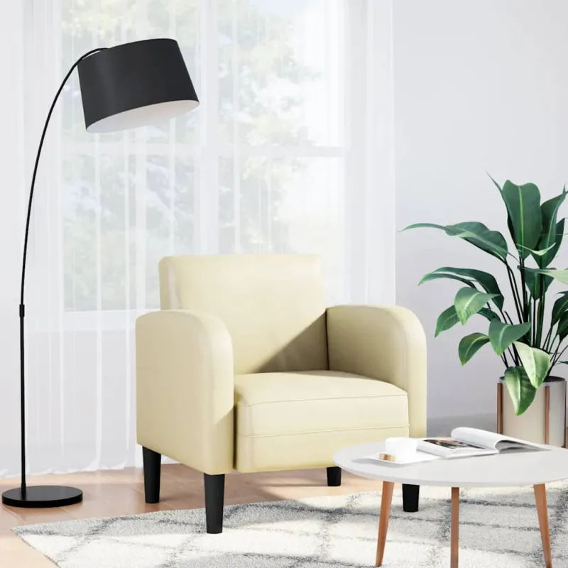 Sofos kėdė su porankiais, kreminė, 54cm, dirbtinė oda