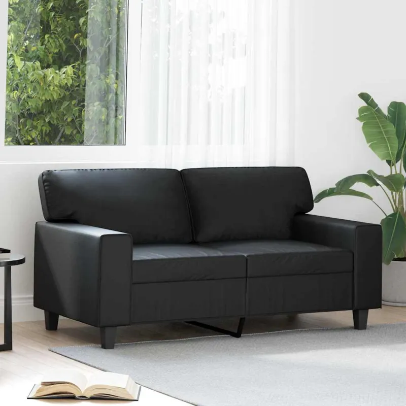 Dvivietė sofa, juodos spalvos, 120cm, dirbtinė oda