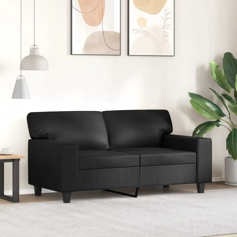 Dvivietė sofa, juodos spalvos, 120cm, dirbtinė oda