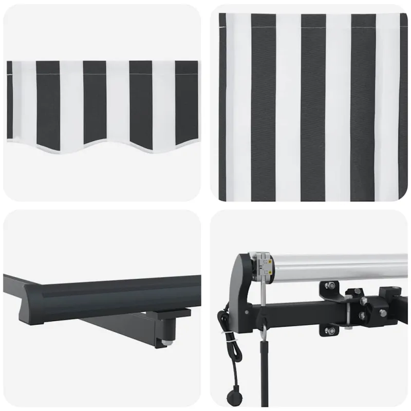 Automatinė ištraukiama markizė, antracito ir baltos spalvos, 600x300 cm
