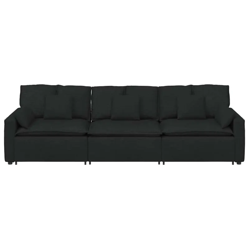 Modulinė sofa su pagalvėlėmis, juoda