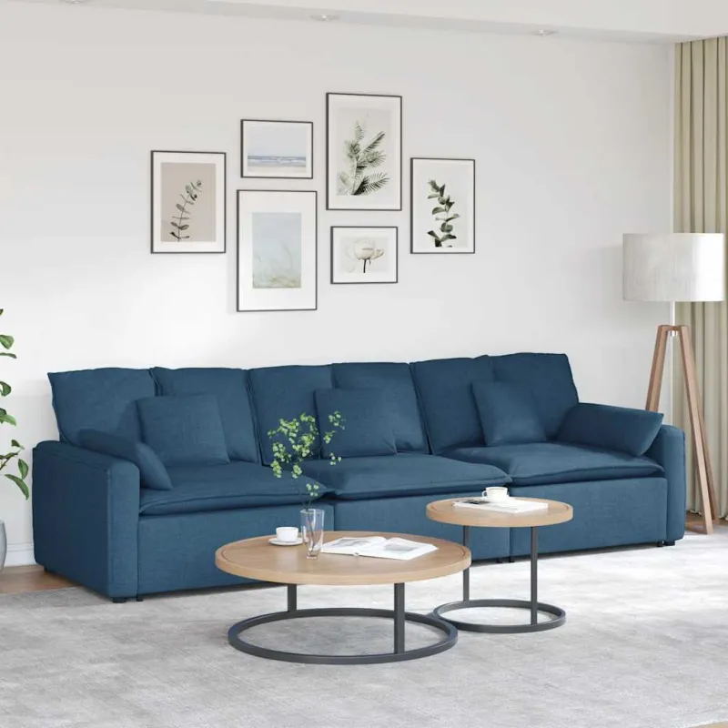 Modulinė sofa su pagalvėlėmis, mėlyna