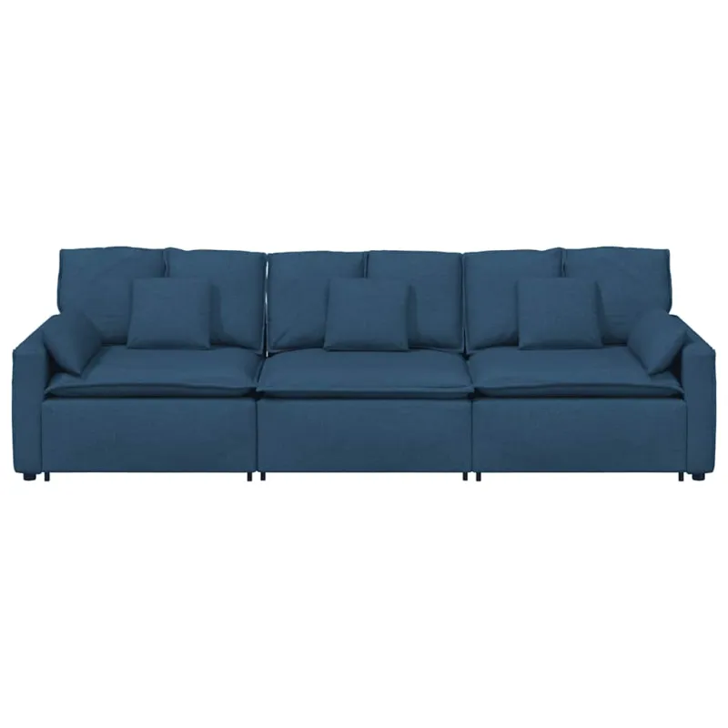 Modulinė sofa su pagalvėlėmis, mėlyna