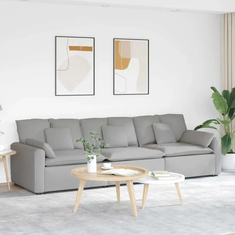 Modulinė sofa su pagalvėlėmis, debesų pilka