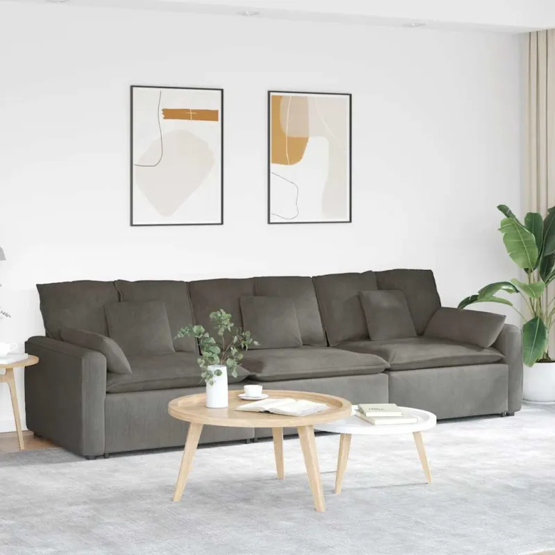 Modulinė sofa su pagalvėlėmis, šviesiai pilka