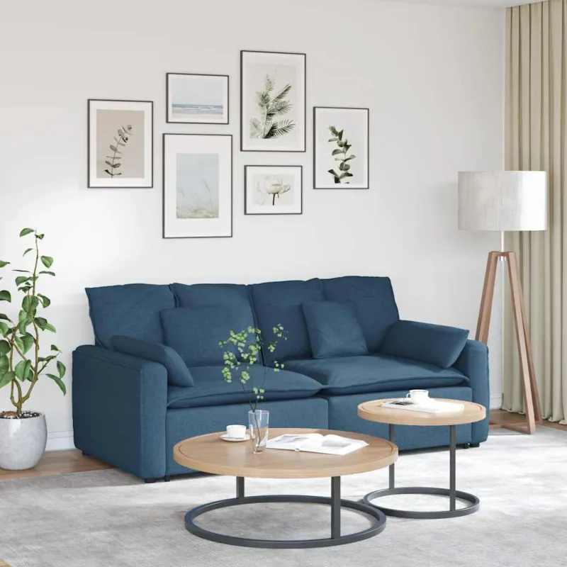Modulinė sofa su pagalvėlėmis, mėlyna