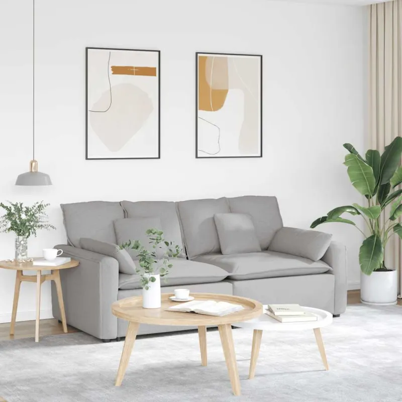 Modulinė sofa su pagalvėlėmis, debesų pilka