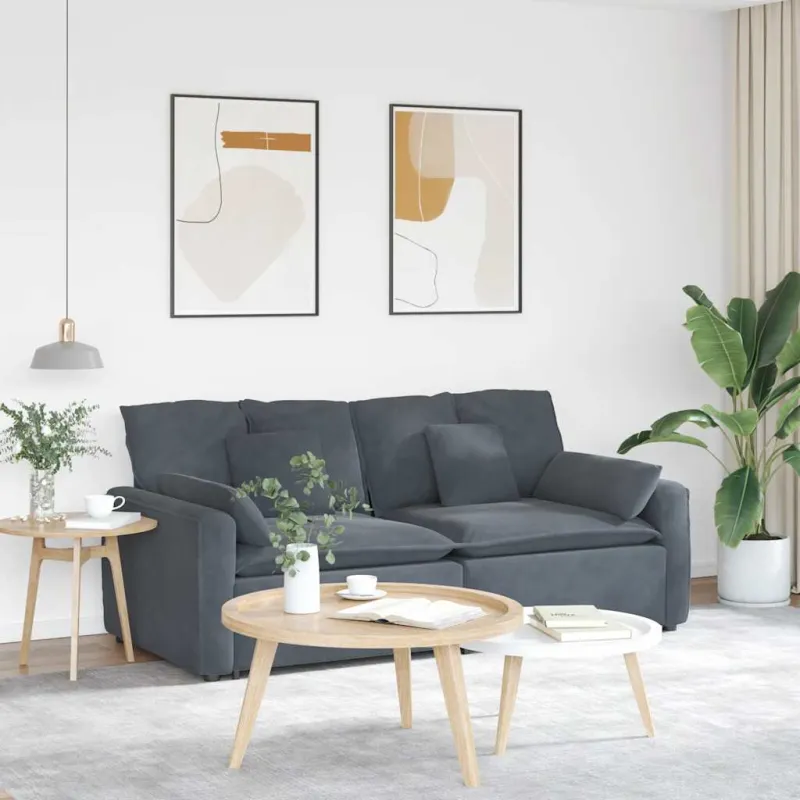 Modulinė sofa su pagalvėlėmis, tamsiai pilka