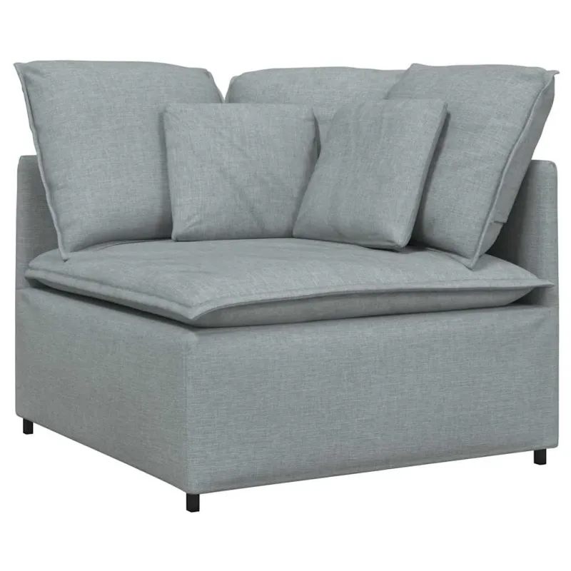 Modulinė sofa su pagalvėlėmis, audinys, šviesiai pilka