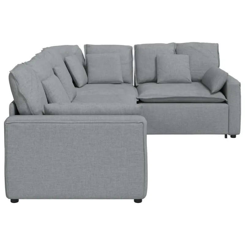 Modulinė sofa su pagalvėlėmis, audinys, šviesiai pilka