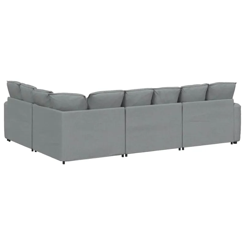 Modulinė sofa su pagalvėlėmis, audinys, šviesiai pilka