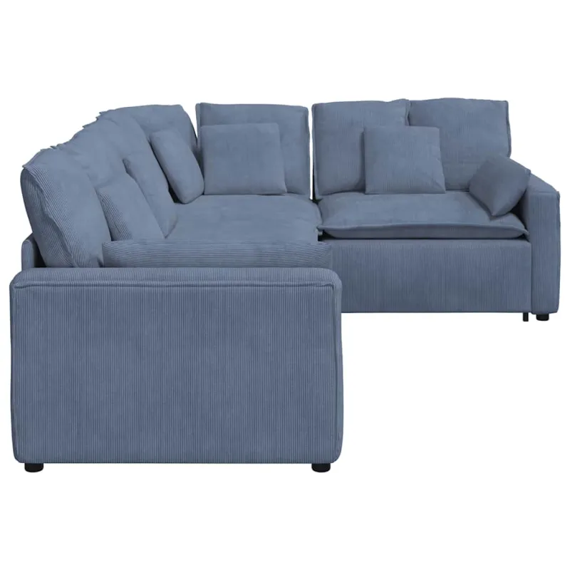 Modulinė sofa su pagalvėlėmis, velvetas, mėlyna