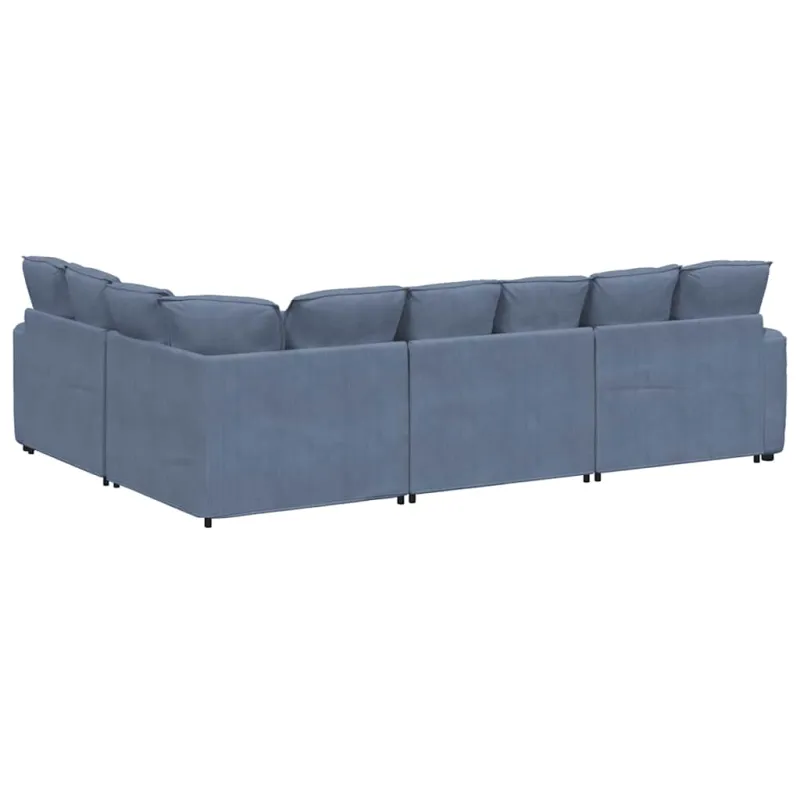 Modulinė sofa su pagalvėlėmis, velvetas, mėlyna