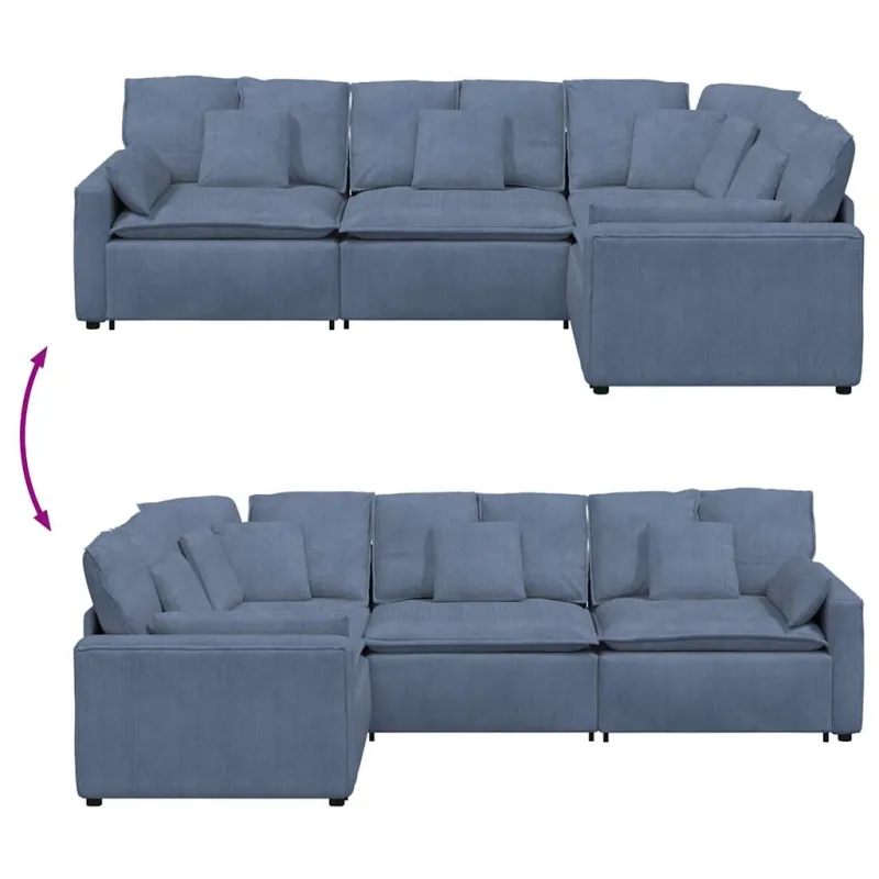 Modulinė sofa su pagalvėlėmis, velvetas, mėlyna