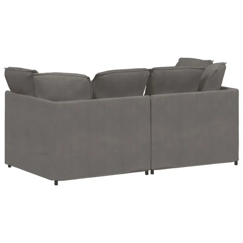 Modulinė sofa su pagalvėlėmis, šviesiai pilka, velvetas, audinys