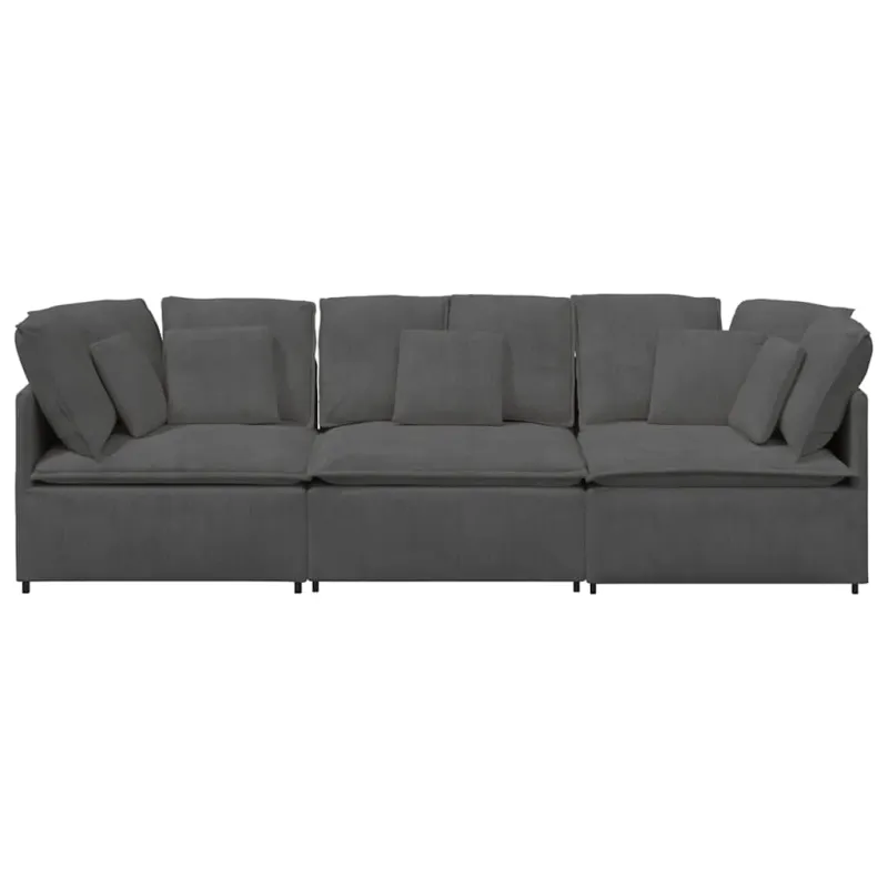Modulinė sofa su pagalvėlėmis, velvetas, tamsiai pilka
