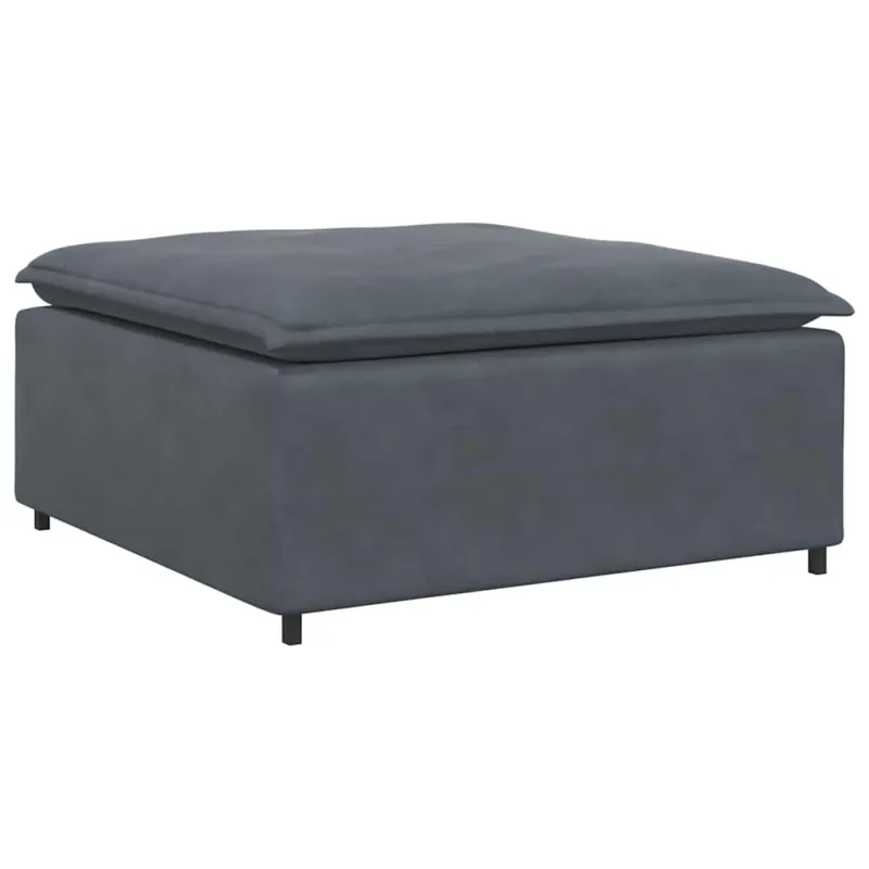 Modulinė sofa su pakoja ir pagalvėlėmis, aksominė, tamsiai pilka