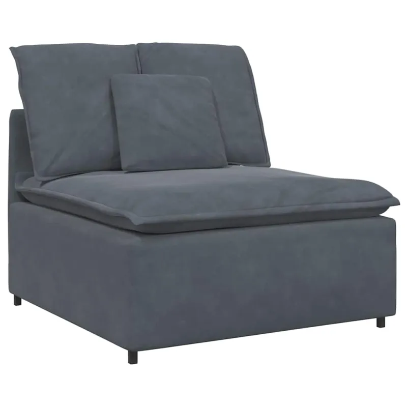 Modulinė sofa su pagalvėlėmis, aksominė, tamsiai pilka